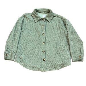 J. Jill Quilted Button Front Collar Long Sleeve Shirt Jacket Sage‎ Green Large